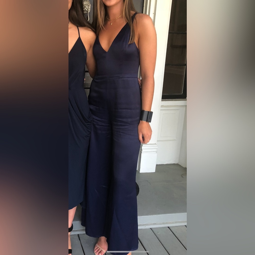 H:ours Rocco Navy Silky Jumpsuit - worn once!
